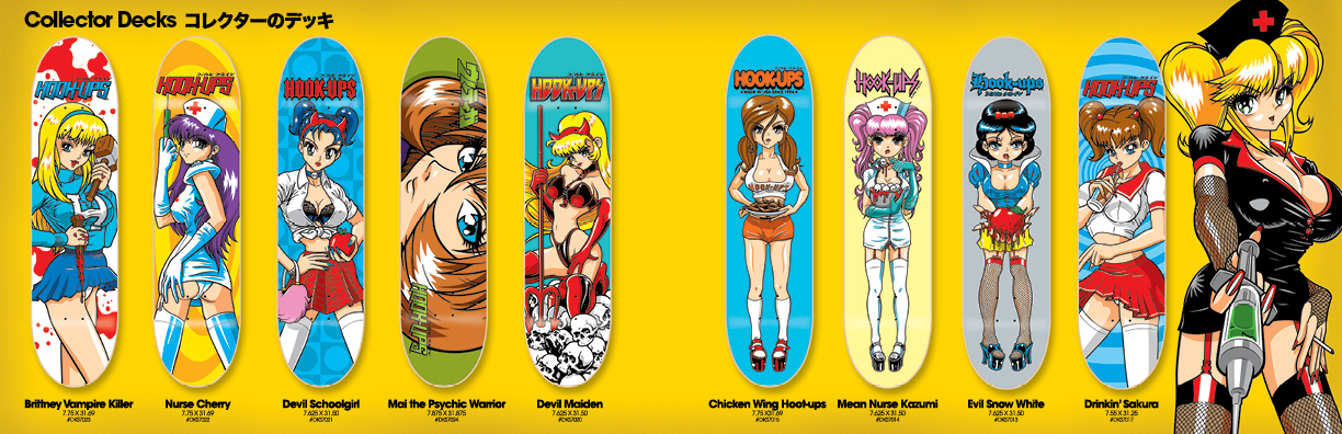Hooks Up's decks  Skateboard art design, Skateboard deck art
