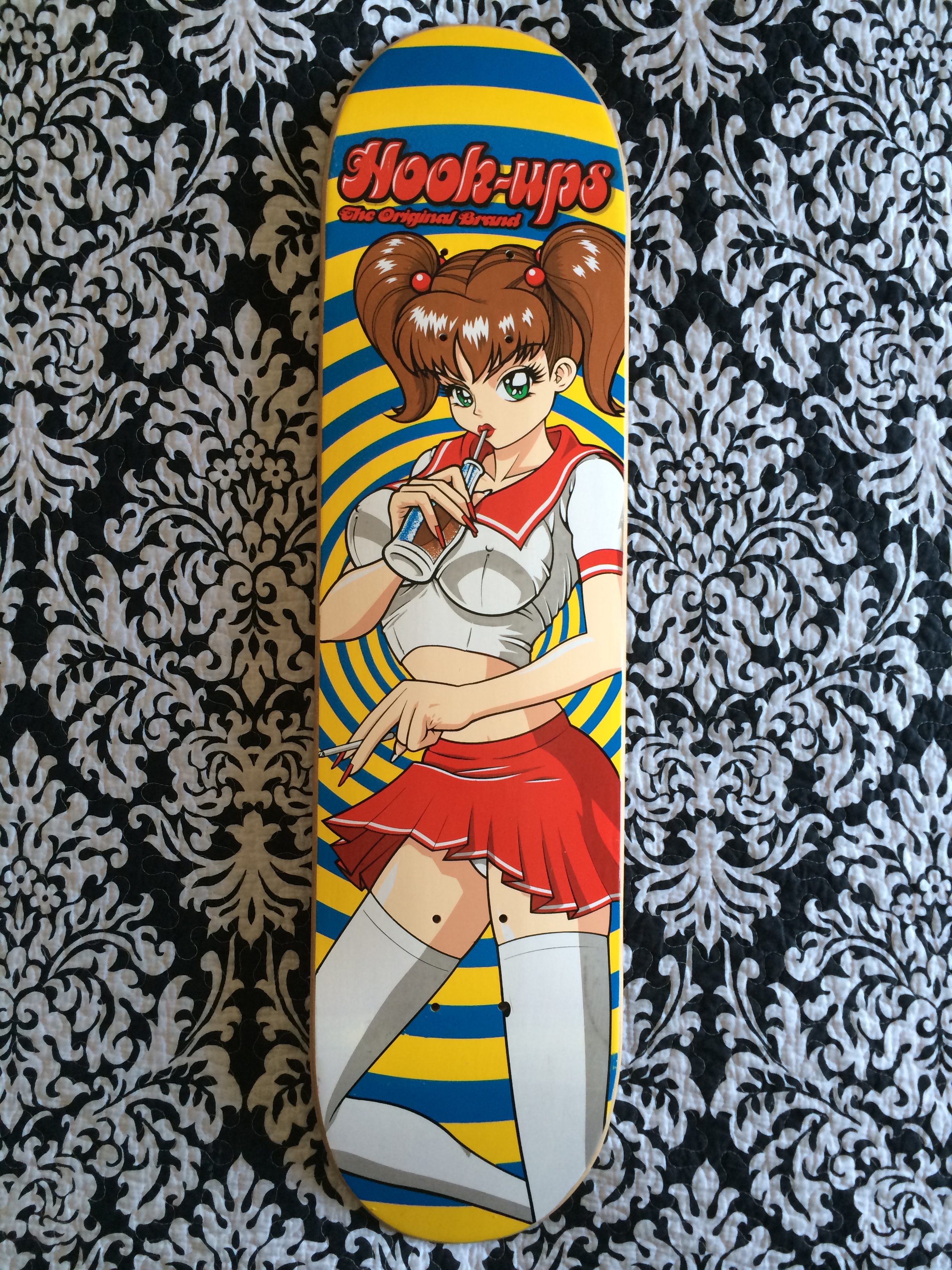 Hook-ups Cat Girl Anime Skateboard Deck low-key luxury connotation.
